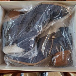Women's Snakes Denim Booties